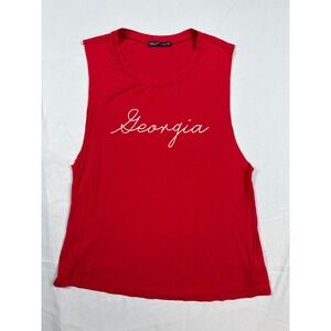 Rock Rose Couture Womens Georgia Graphic Muscle Tank Top Red Sleeveless Medium